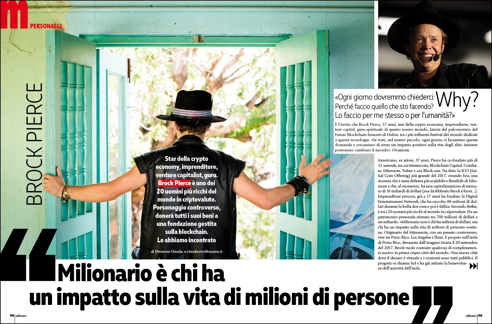 Blockchain, Brock Pierce «Milionario è chi ha un impatto su milioni di