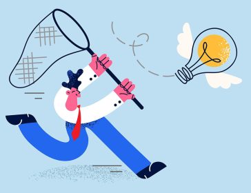 Motivated businessman hunt for creative business idea