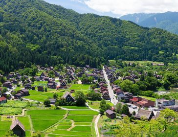 Historical Japanese village Shirakawago in spring