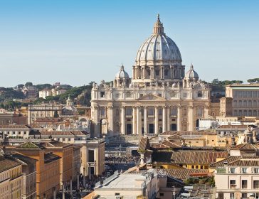 A photo view of St Peter's Basilica, at Vatican City