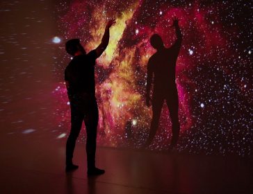 Space projection upon a young man