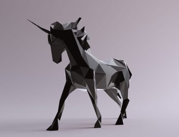 Black Unicorn made out of triangles